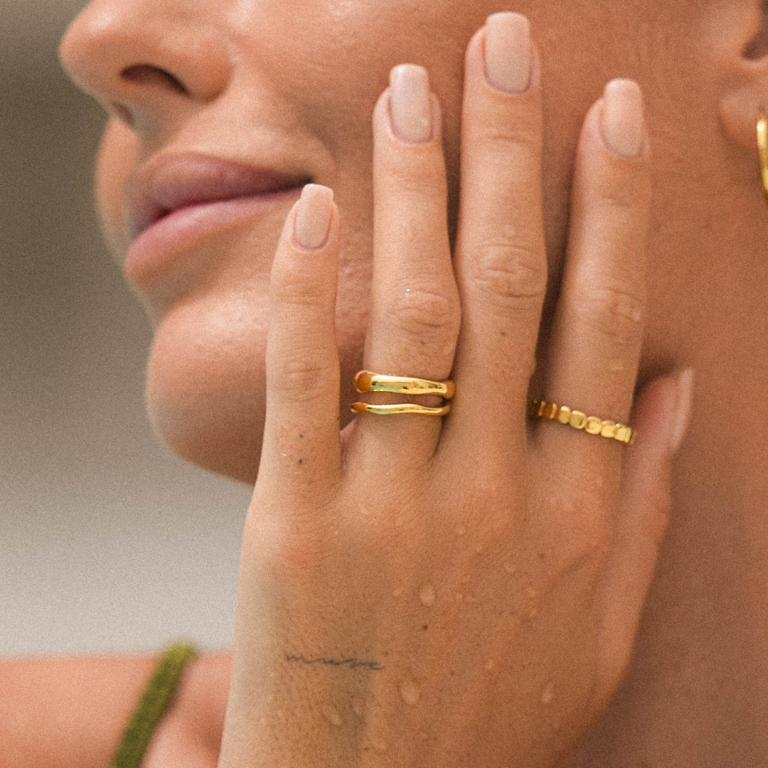 Two Sculpted Stacking Rings Set — Gemini