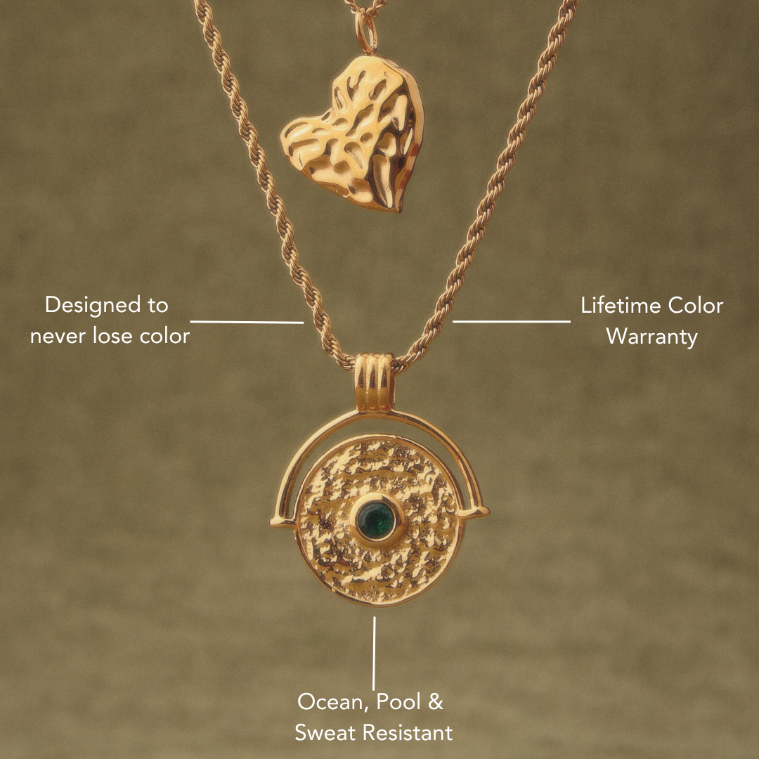 Green Stone Coin Pendant Necklace — Gaia