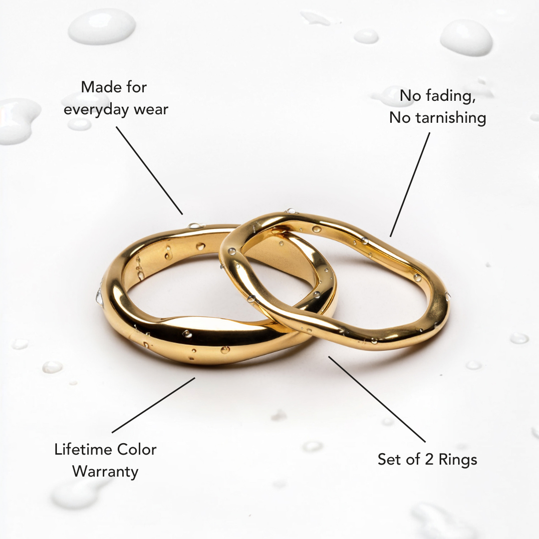 Two Sculpted Stacking Rings Set — Gemini