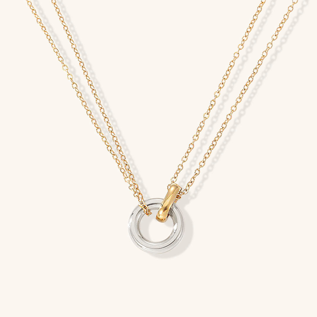 Double Chain Ring Pendant Necklace — Harper