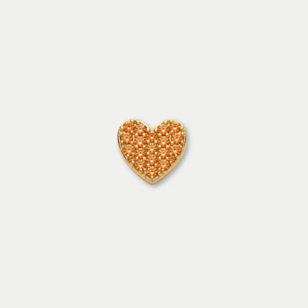 Orange Heart Charm with Textured Details