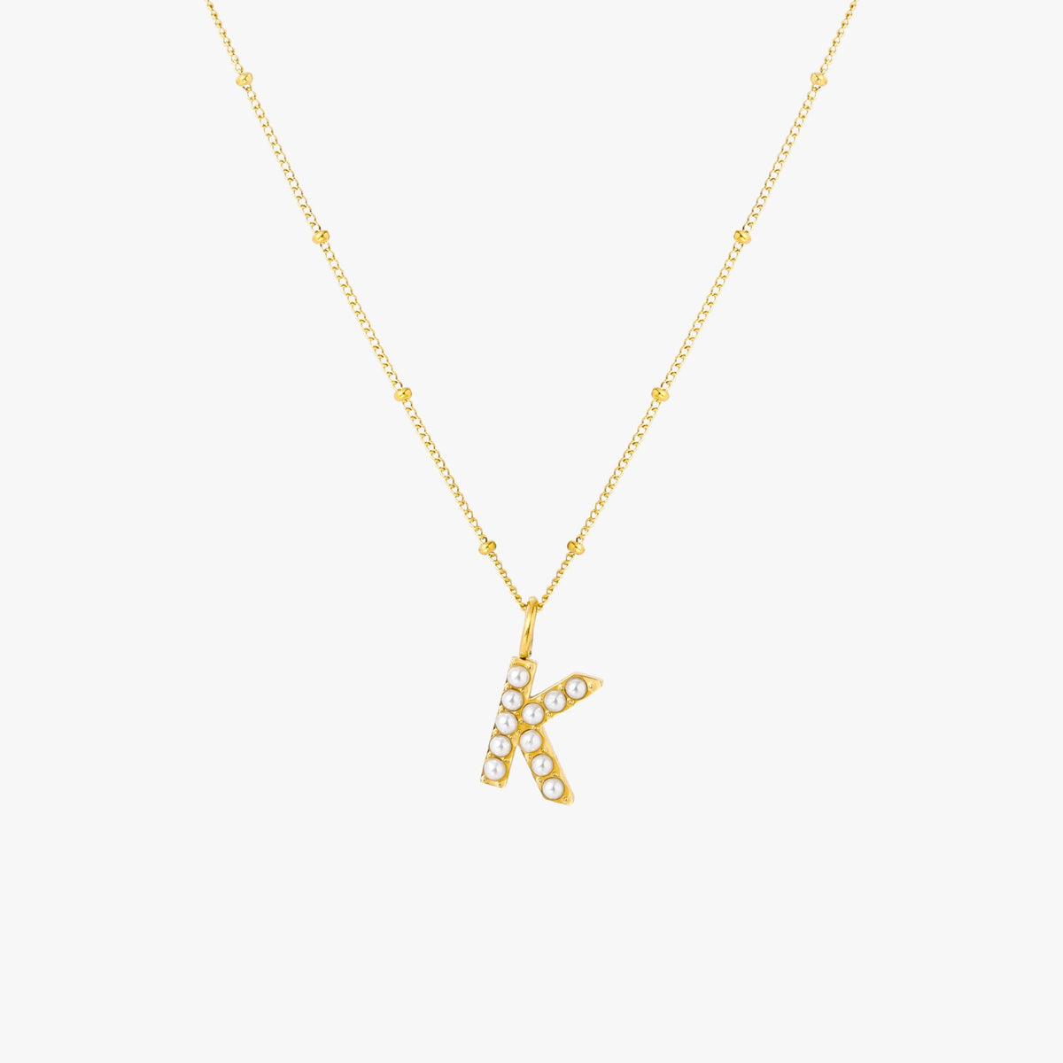 Mother-of-Pearl Initial Necklace, A–Z