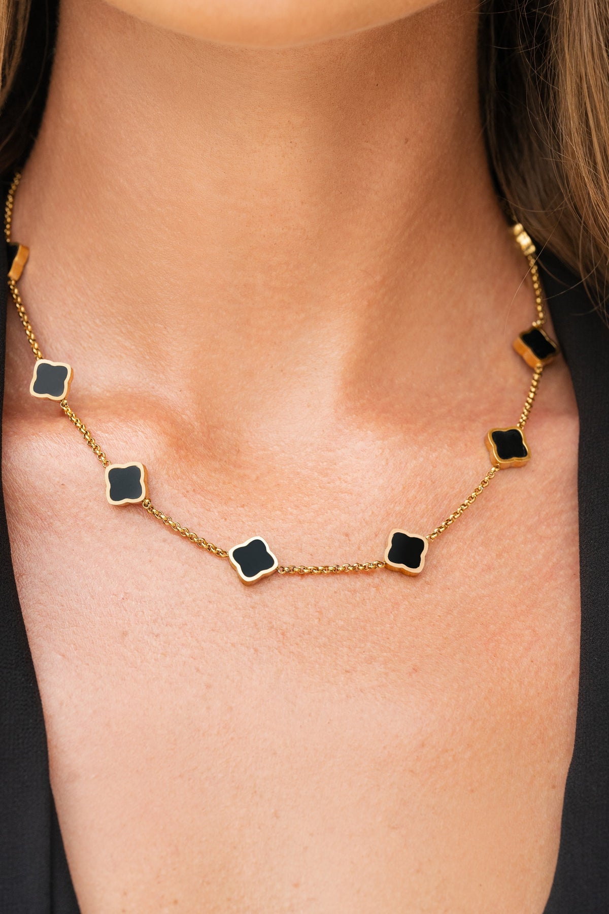 Seven Quatrefoil Station Necklace