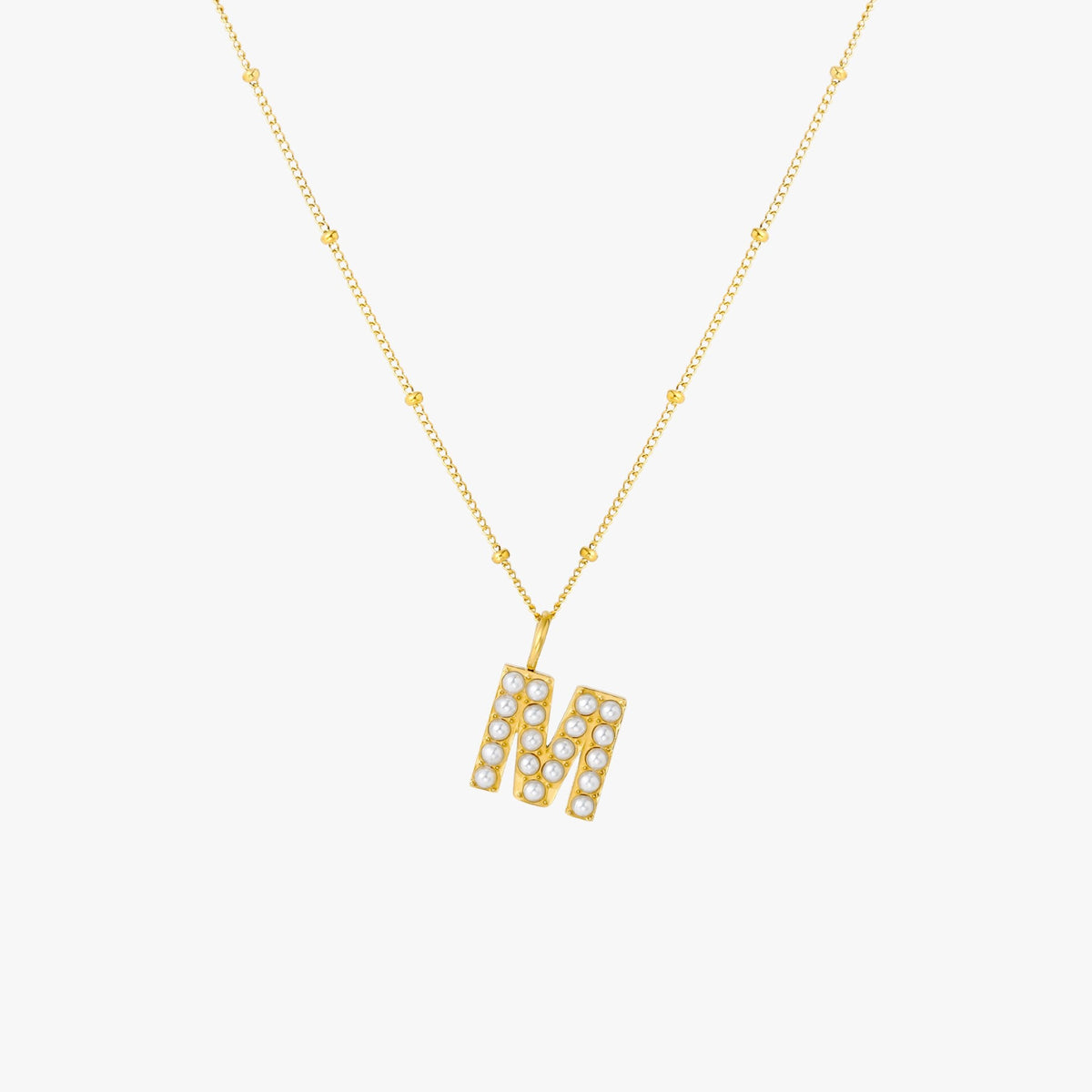 Mother-of-Pearl Initial Necklace, A–Z