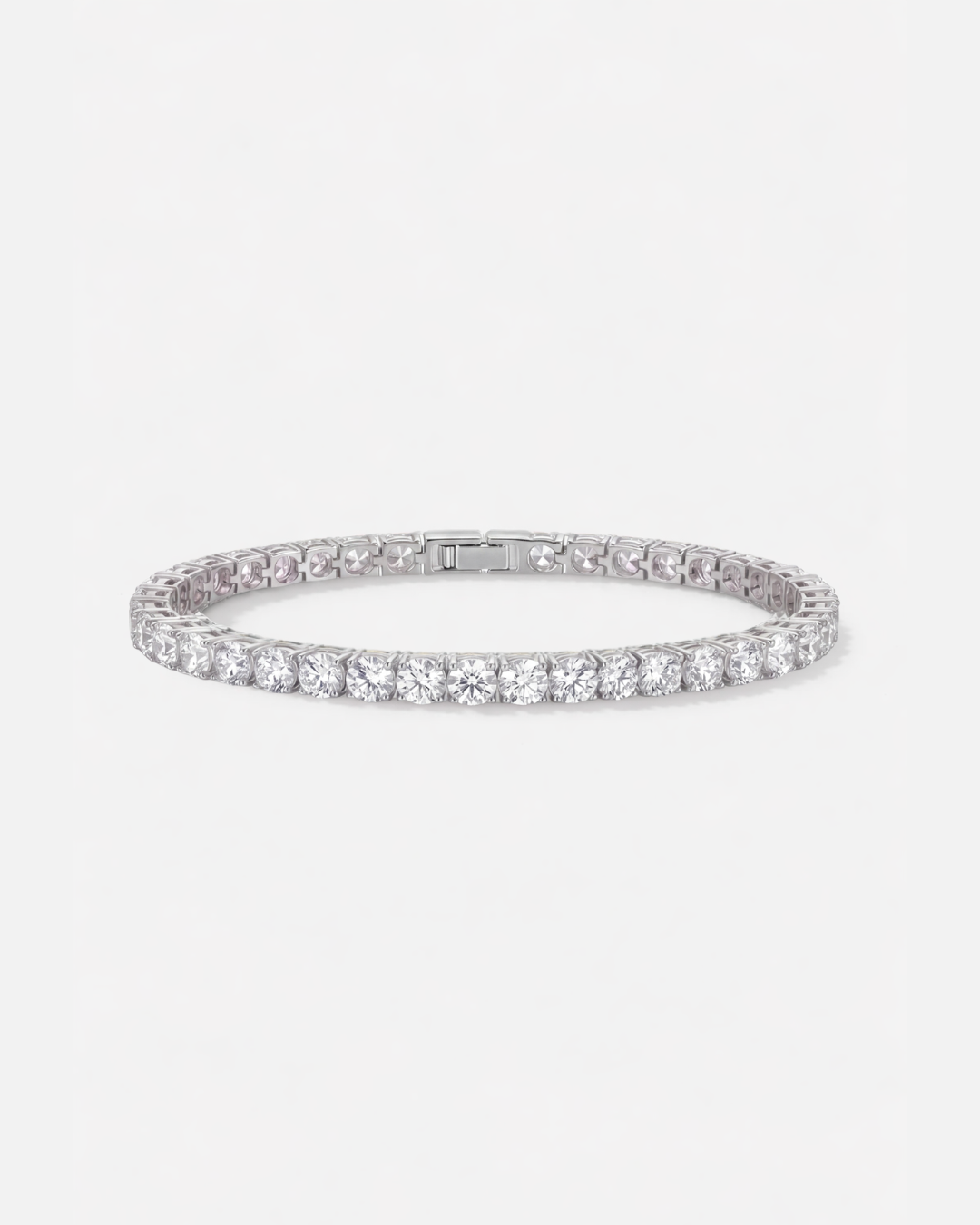 Clear Zirconia Tennis Bracelet, 4 mm, Silver-Plated Steel