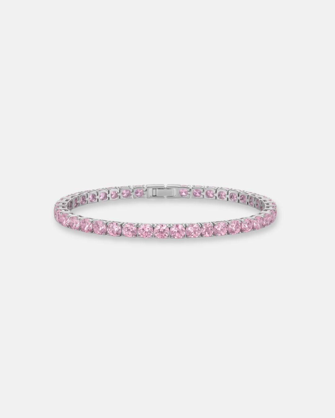 Light Pink Zirconia Tennis Bracelet, 4 mm, Silver-Plated Steel