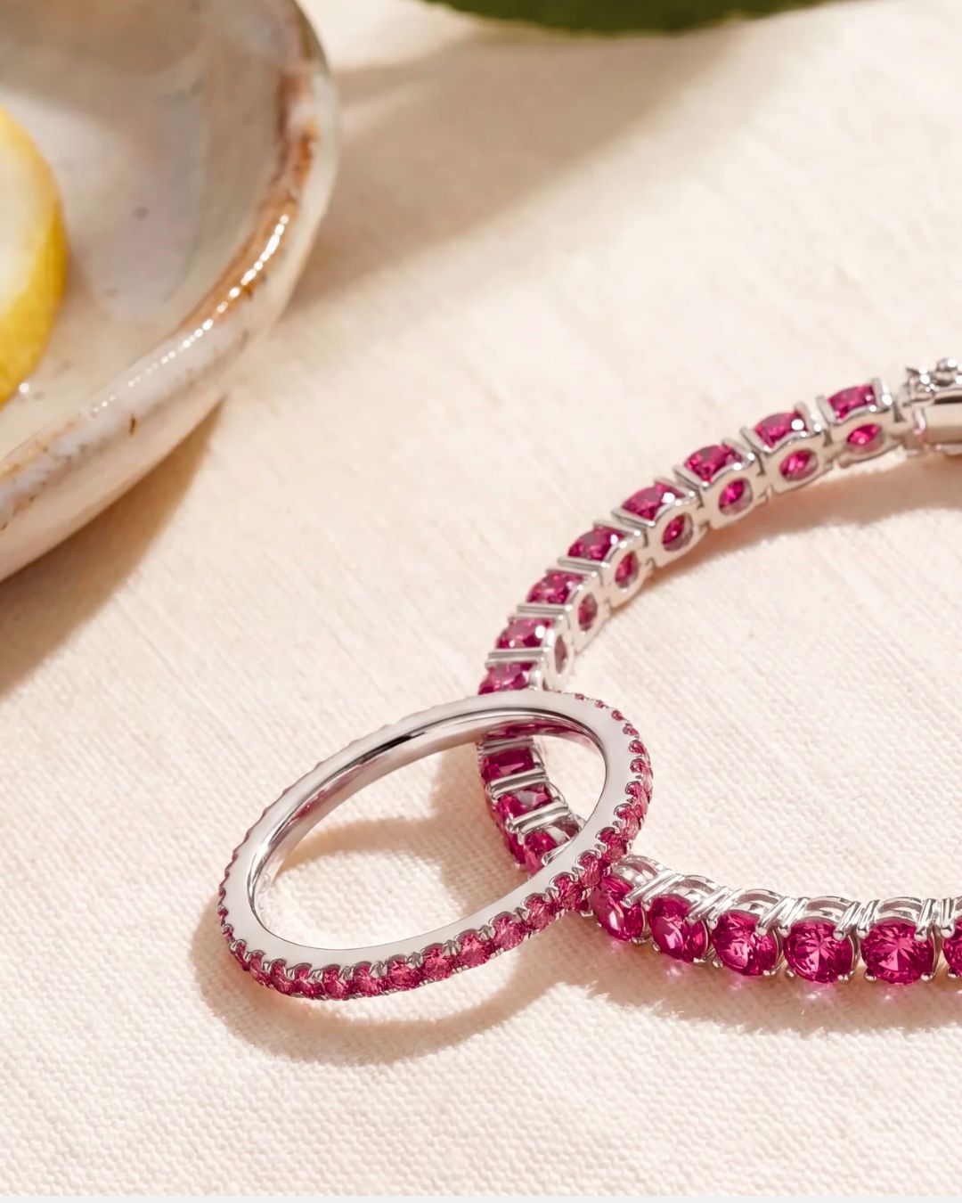 Deep Rose Zirconia Tennis Bracelet, 4 mm, Silver-Plated Steel