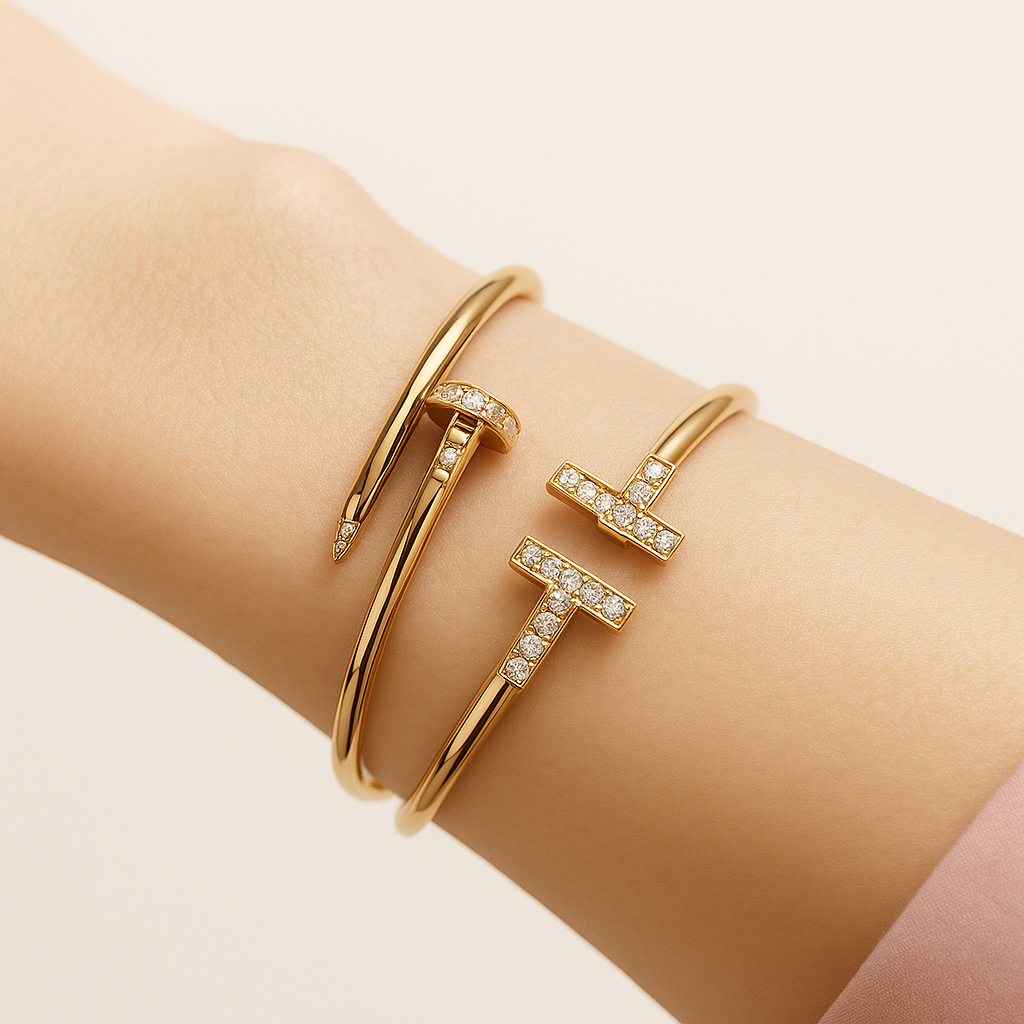 T-Shaped Zirconia Detail Cuff — Tess