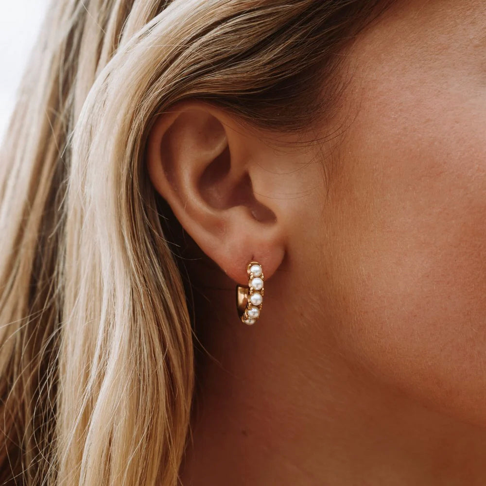 Mother-of-Pearl Half-Hoop Earrings, 18 mm
