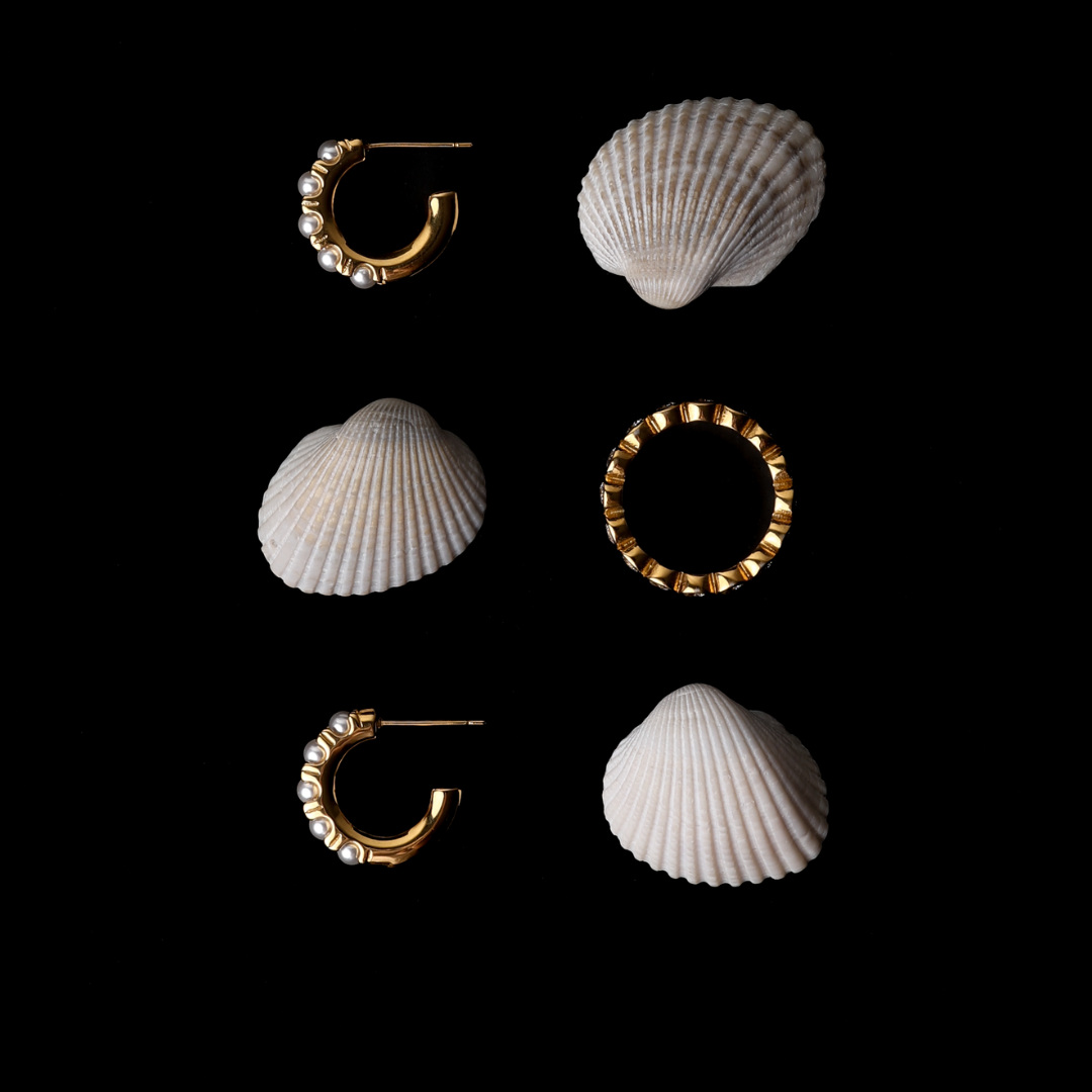 Mother-of-Pearl Half-Hoop Earrings, 18 mm