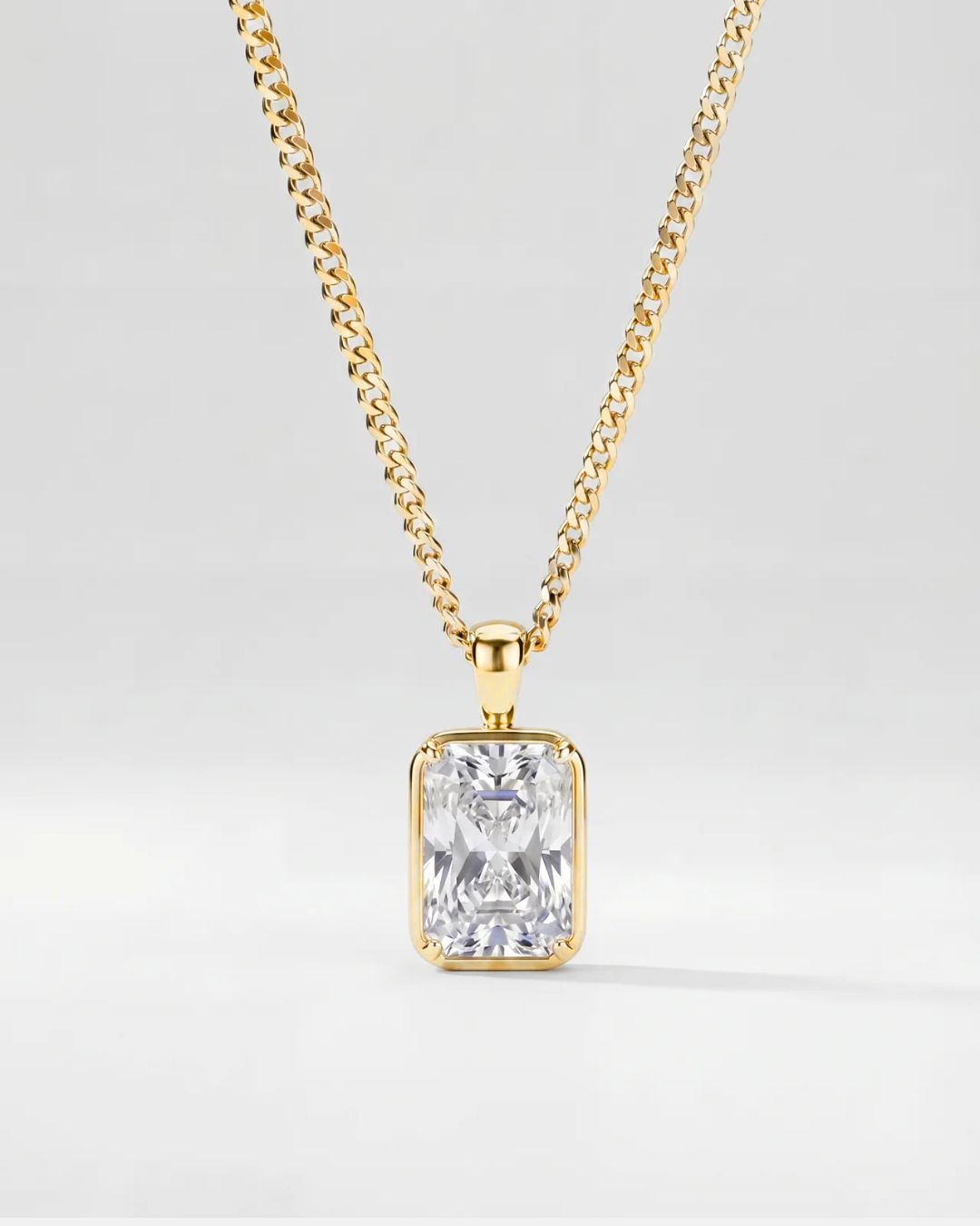 Men’s 2 Carat Lab-Grown Moissanite Pendant Necklace, 18K Gold-Plated