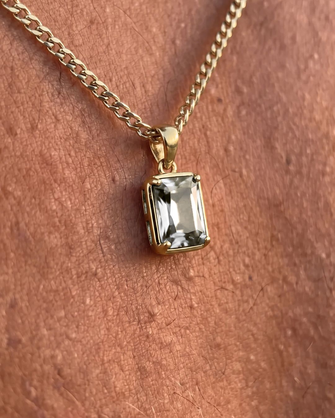 Men’s 1 Carat Lab-Grown Moissanite Pendant Necklace, 18K Gold-Plated