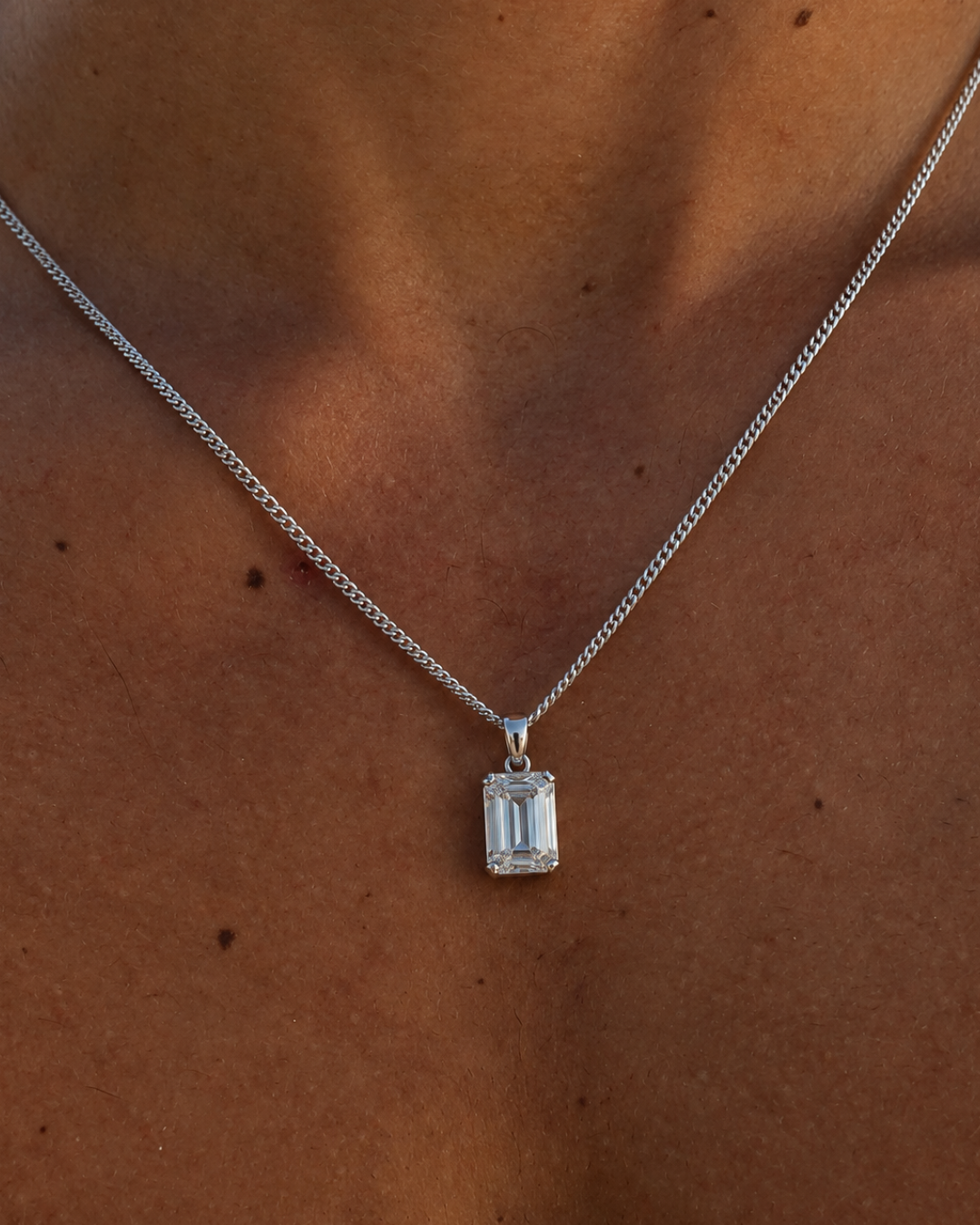 Men’s 2 Carat Lab-Grown Moissanite Pendant Necklace, 925 Silver