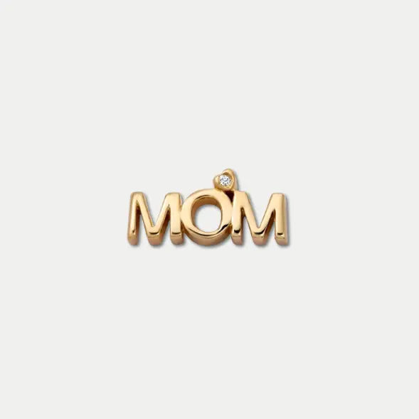 Mom Letter Charm in Gold Tone