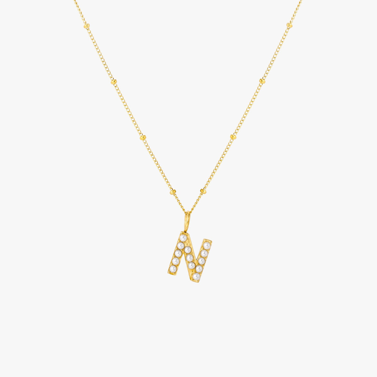 Mother-of-Pearl Initial Necklace, A–Z