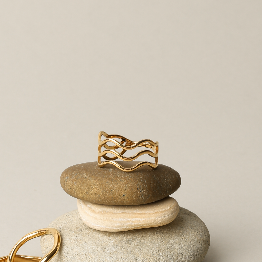 Triple Wave Band Ring — Ocean