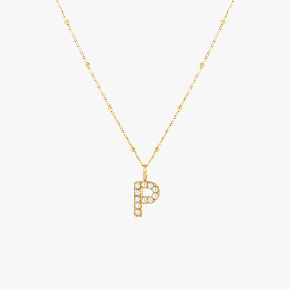 Mother-of-Pearl Initial Necklace, A–Z