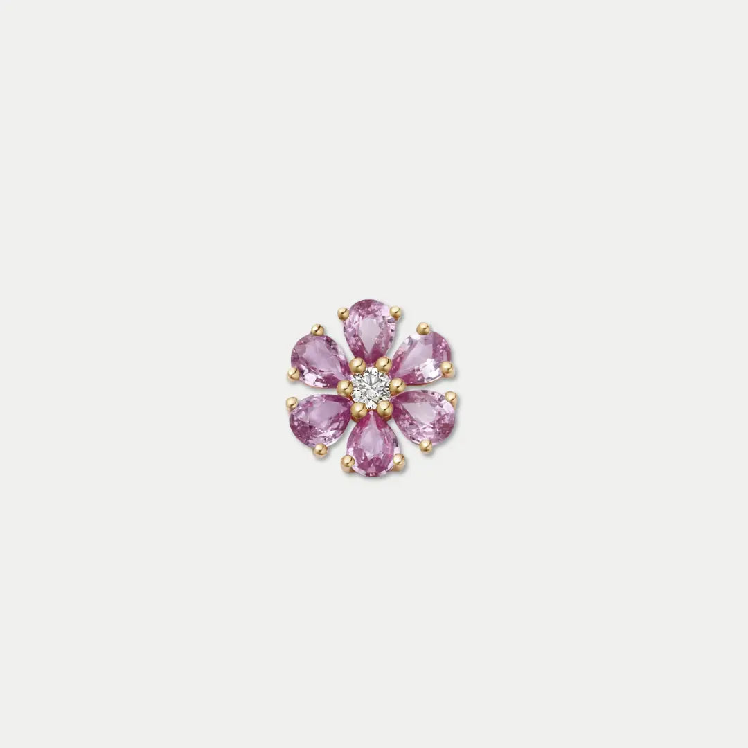 Pink Flower Charm with Faceted Petals