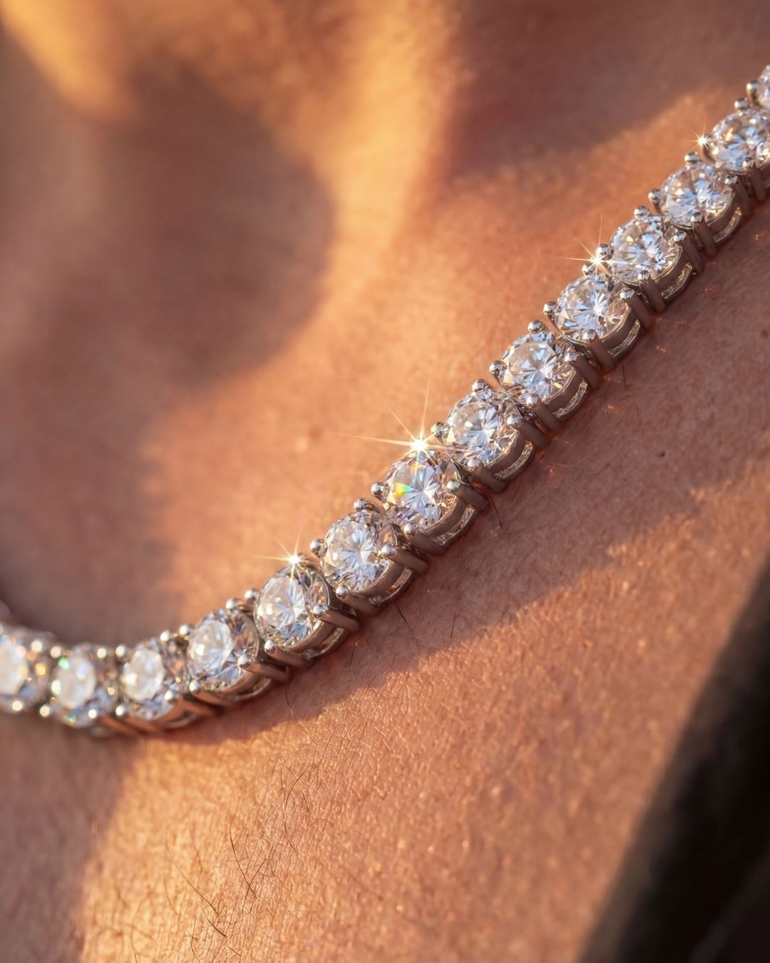 Clear Zircon Tennis Necklace, 4 mm, Silver-Plated, 56 cm