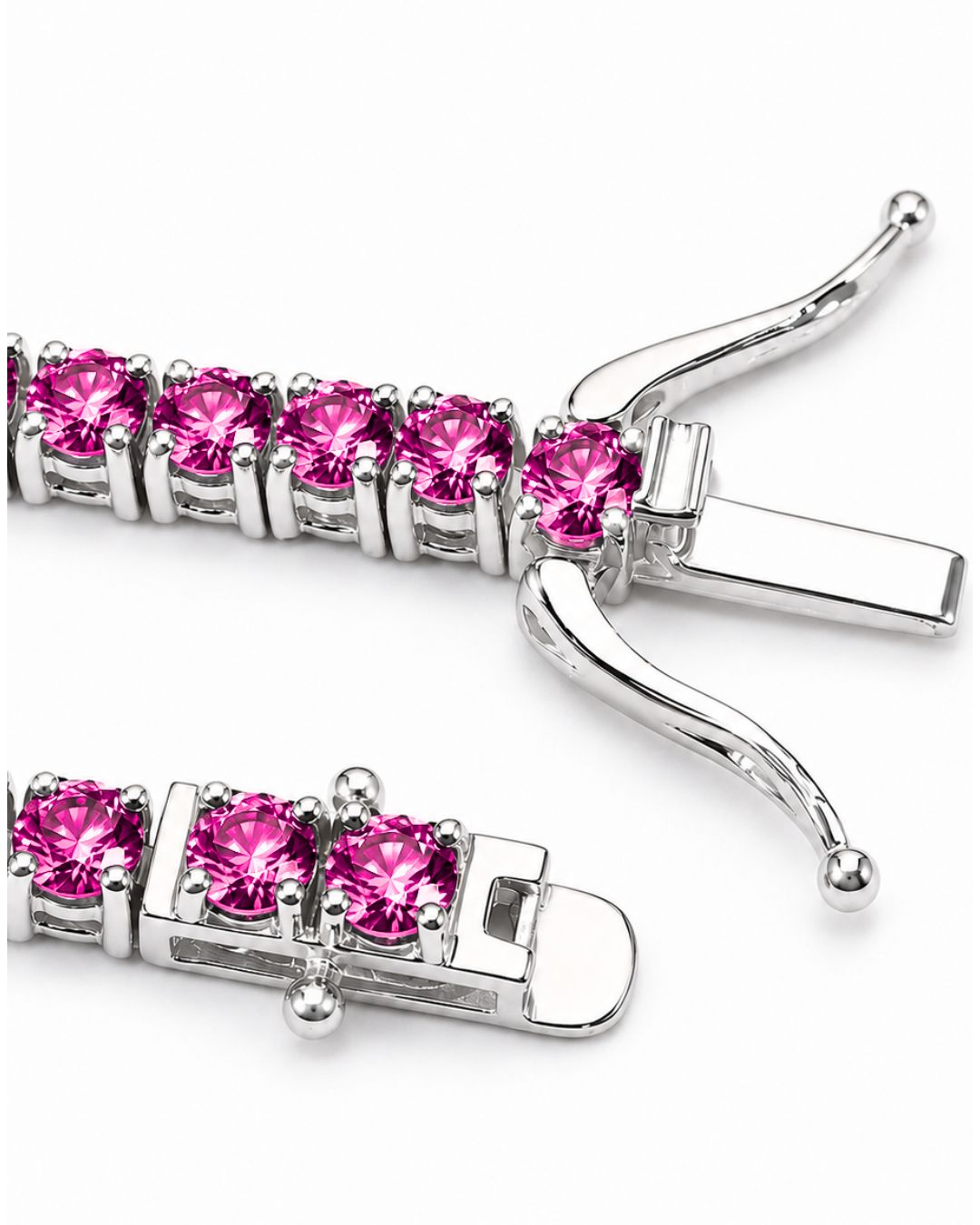 Pink Moissanite Tennis Bracelet, 4 mm, 925 Sterling Silver
