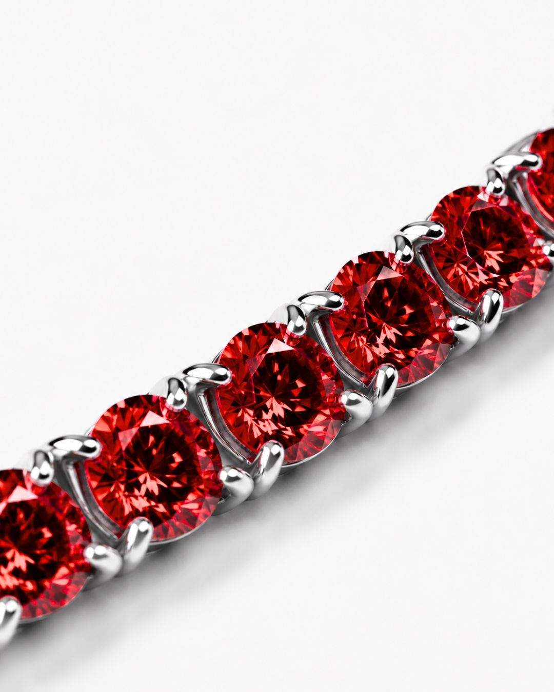 Men’s Red Moissanite Tennis Bracelet, 4 mm, 925 Sterling Silver