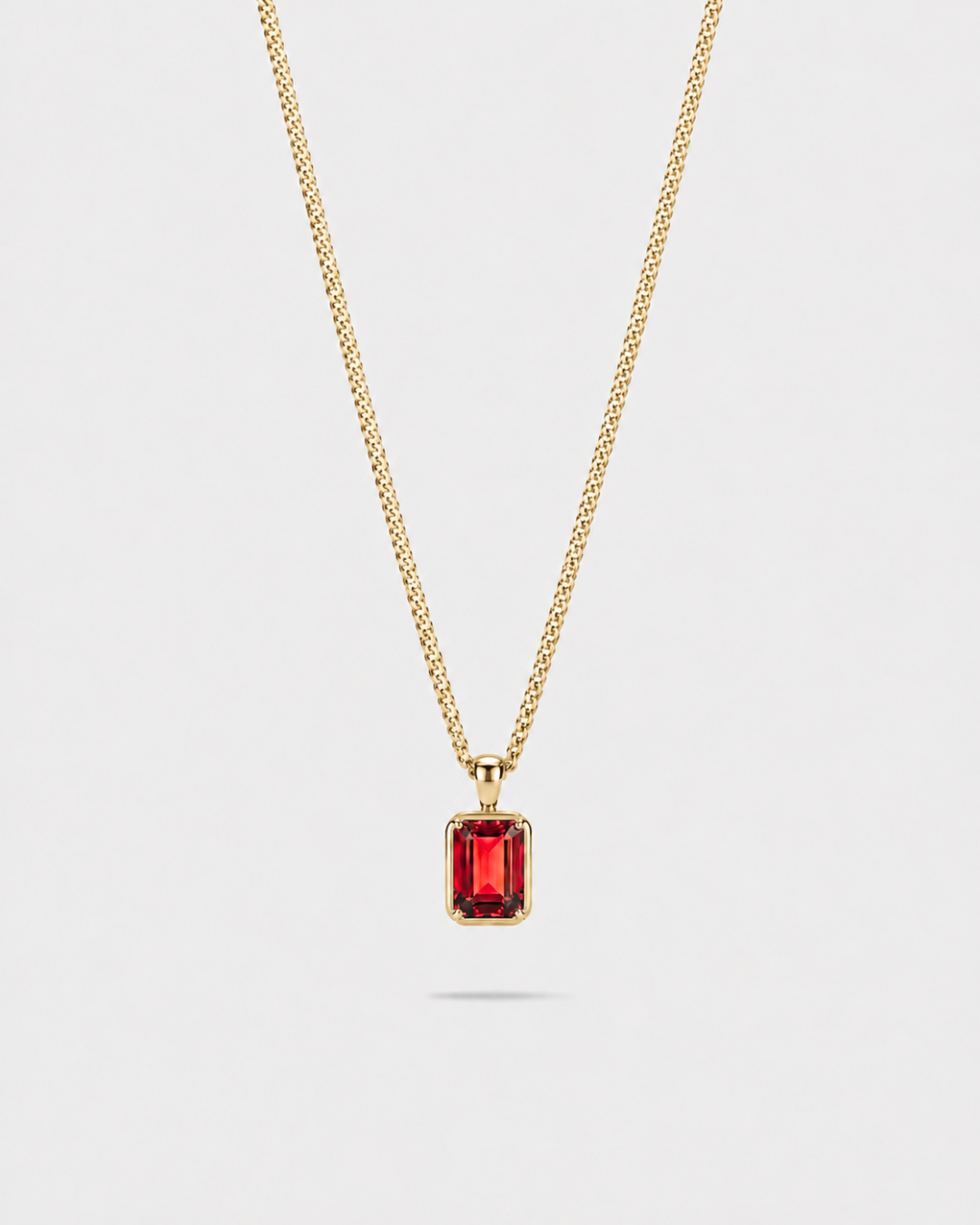 Men’s 1 Carat Lab-Grown Ruby Pendant Necklace, 18K Gold-Plated