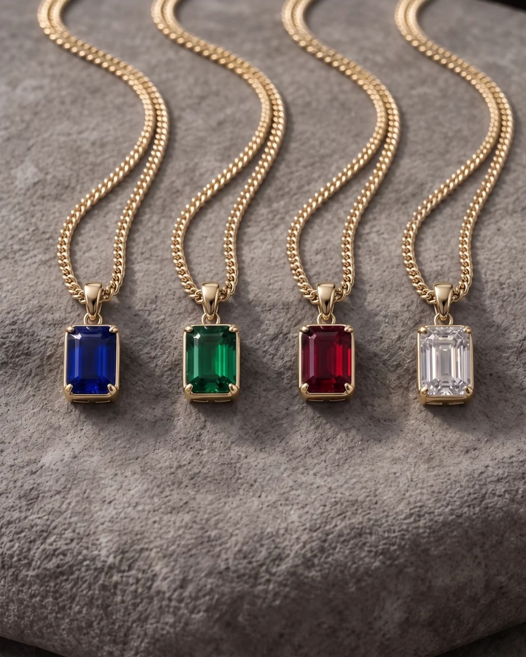 Men’s 2 Carat Lab-Grown Ruby Pendant Necklace, 18K Gold-Plated