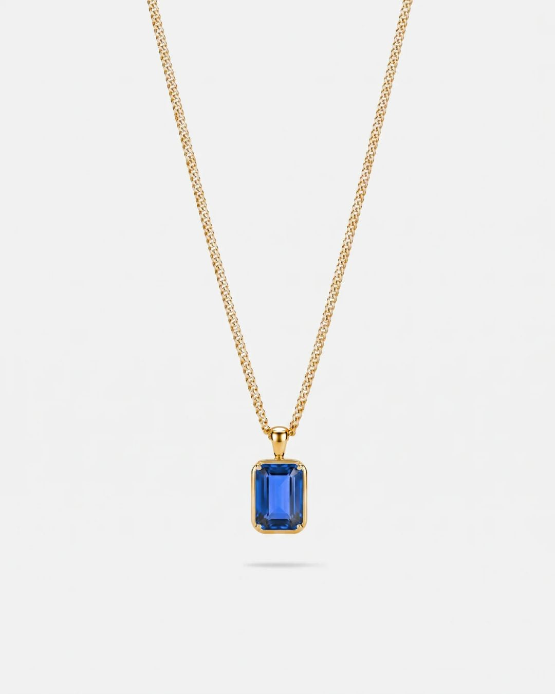 Men’s 1 Carat Lab-Grown Sapphire Pendant Necklace, 18K Gold-Plated