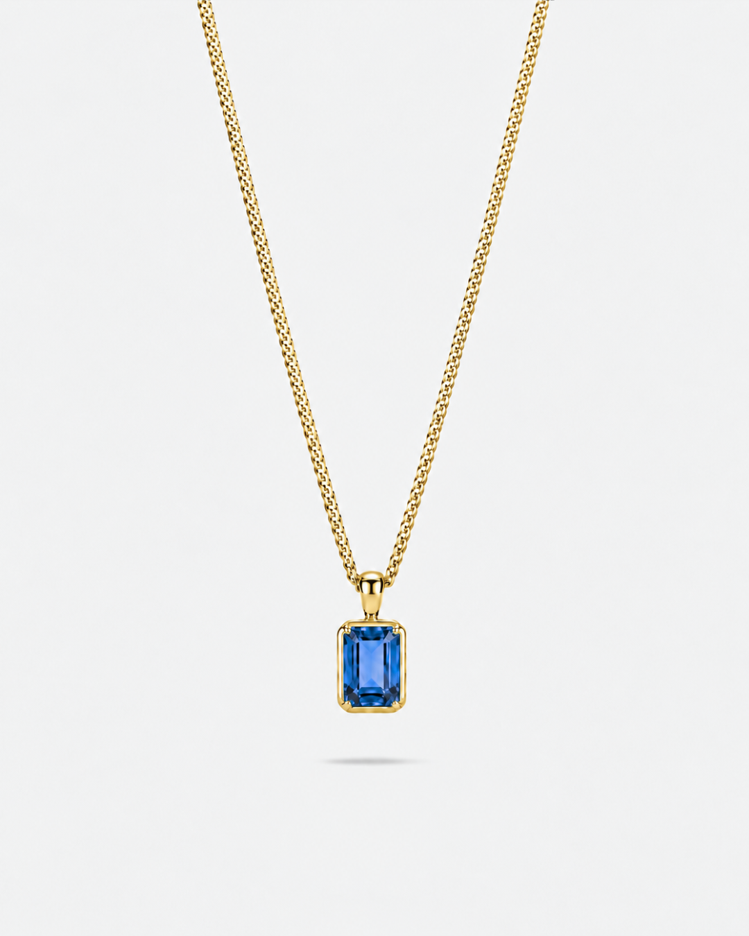Men’s 2 Carat Lab-Grown Sapphire Pendant Necklace, 18K Gold-Plated