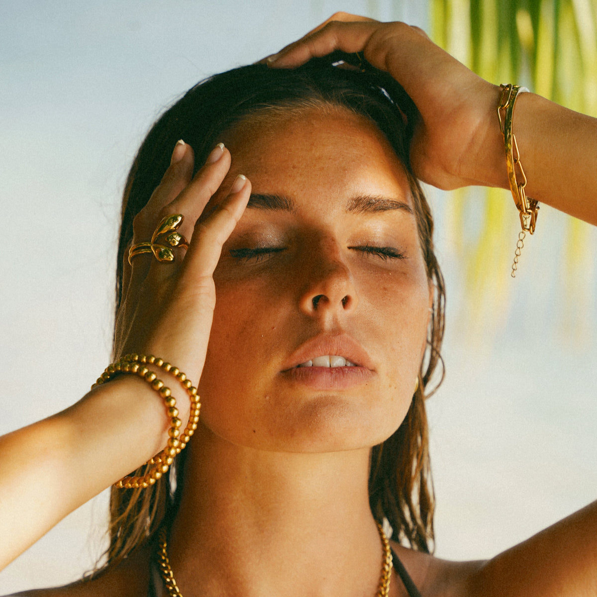 Gold-Tone Beaded Bracelet — Caicos