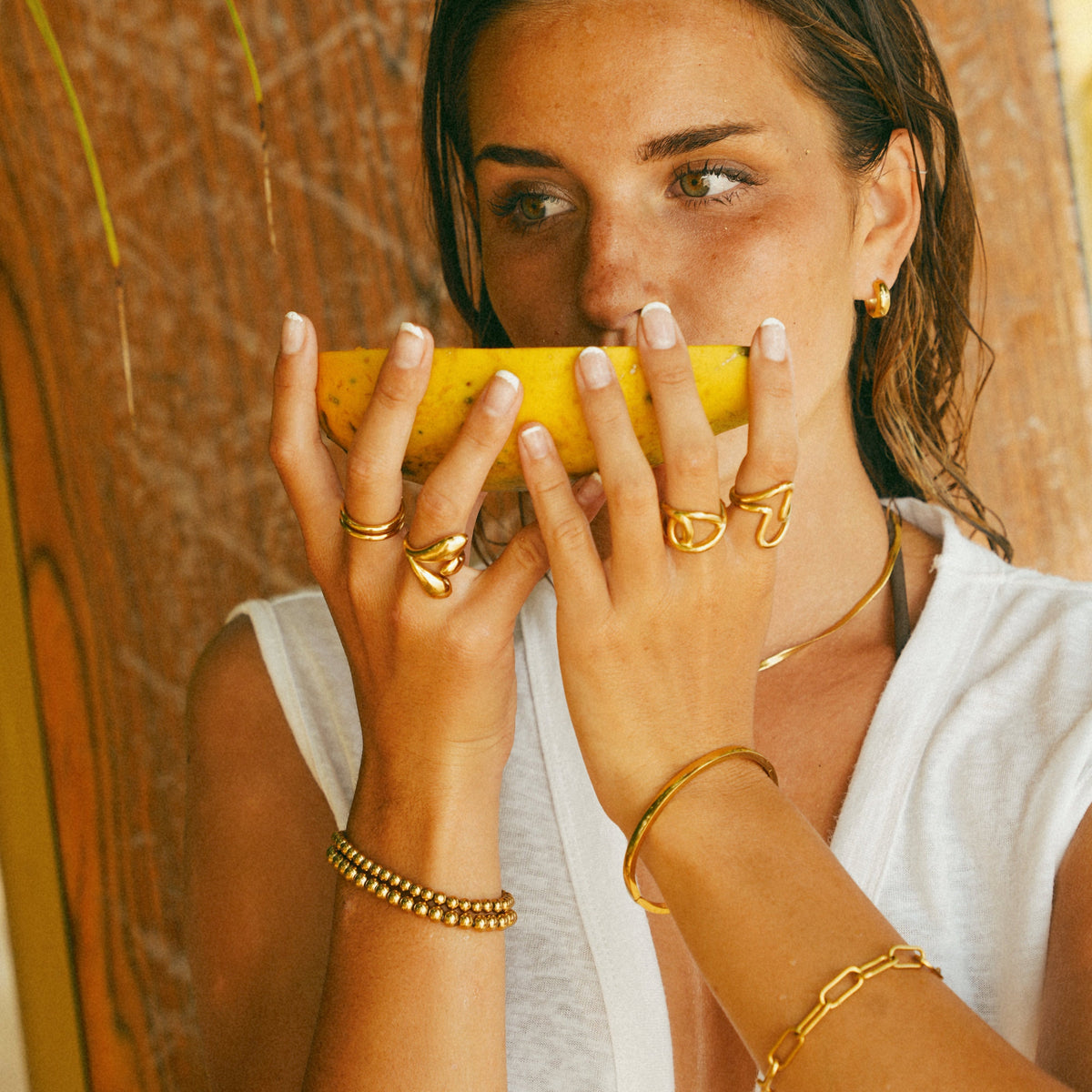 Gold-Tone Beaded Bracelet — Caicos