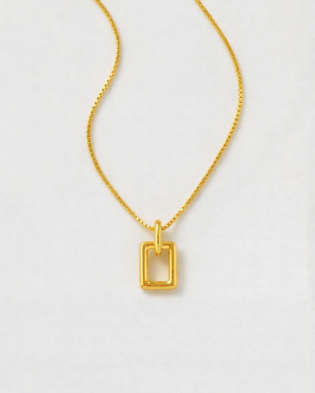 Open Rectangle Pendant Necklace, 18K Gold-Plated — Silhouette