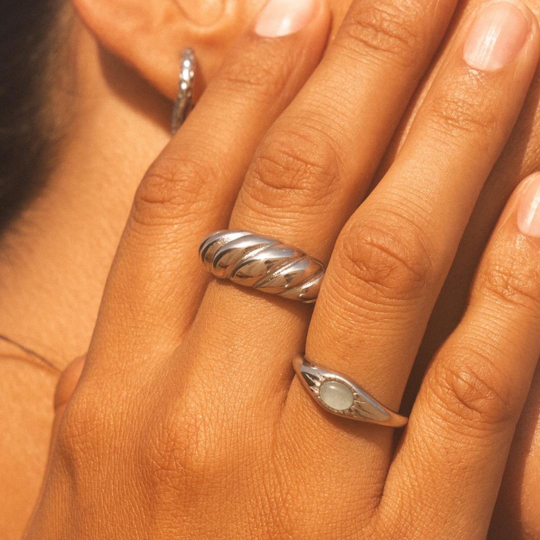 Ridged Dome Band Ring — Croissant