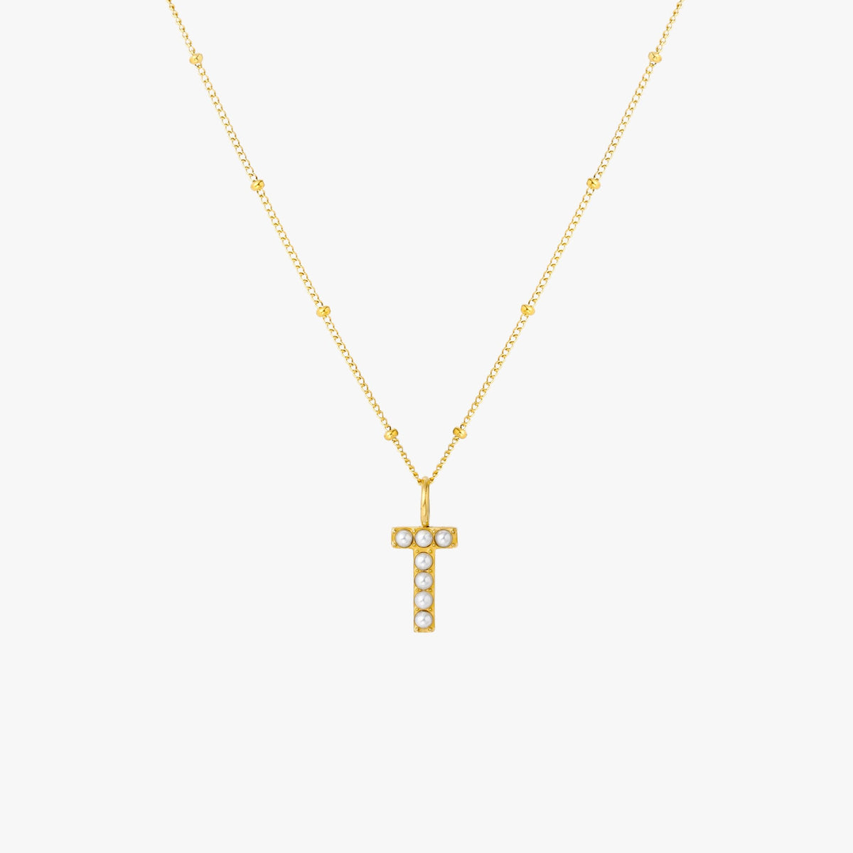Mother-of-Pearl Initial Necklace, A–Z