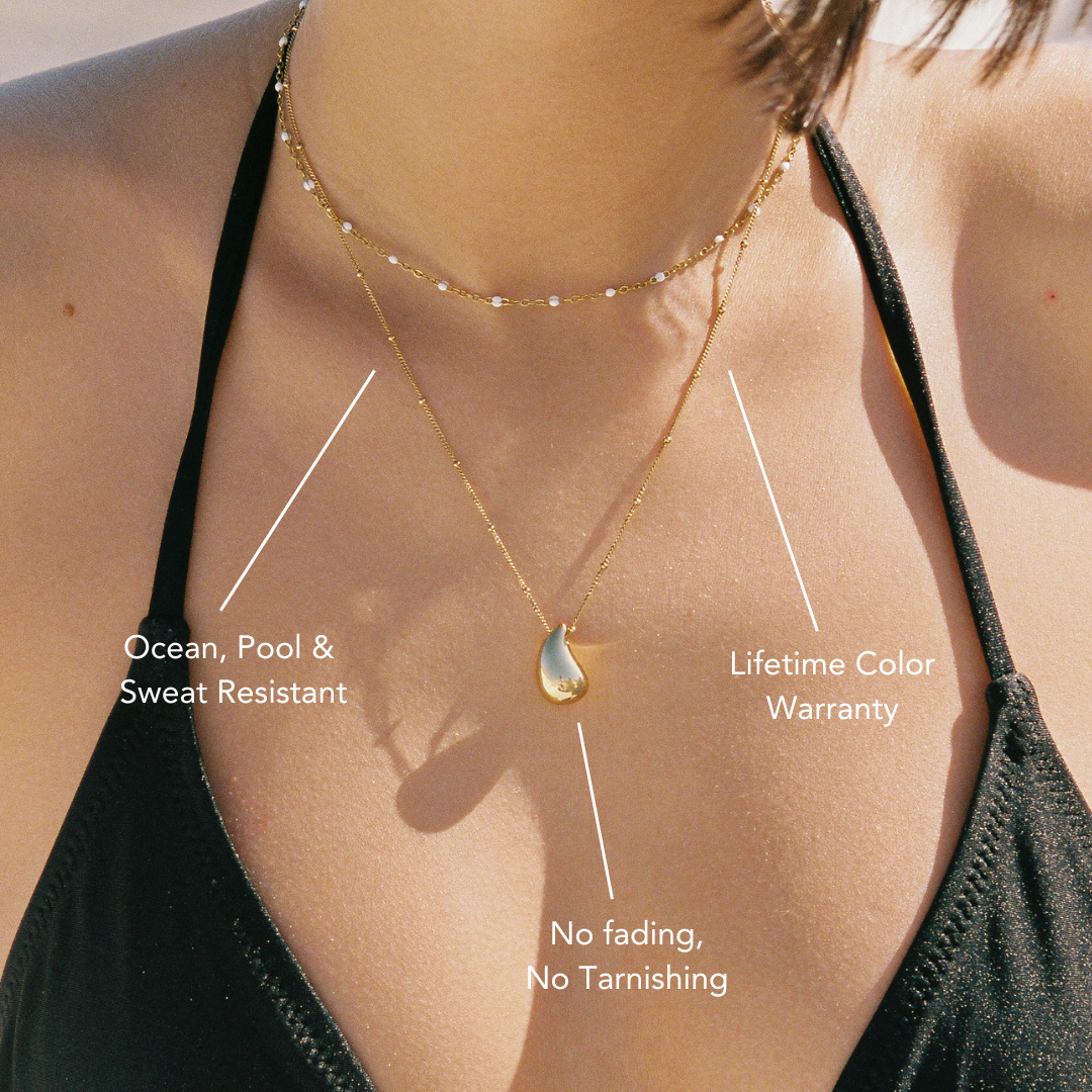 Polished Teardrop Pendant Necklace, 45 cm