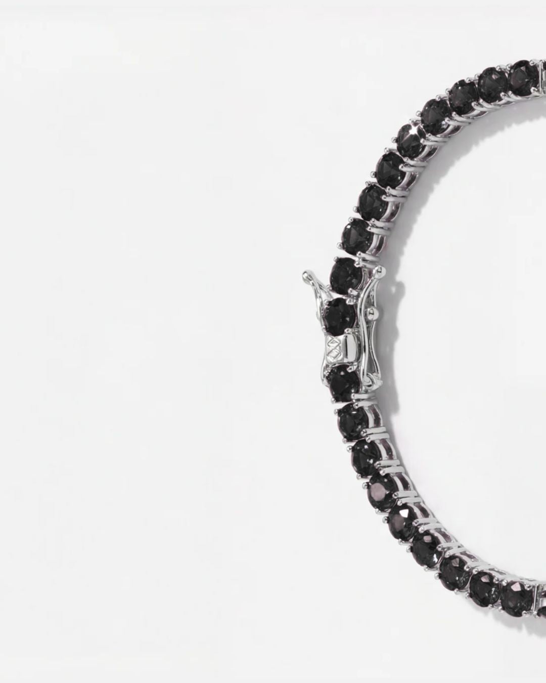 Black Zircon Tennis Bracelet, 4 mm, Silver-Plated — Reserva