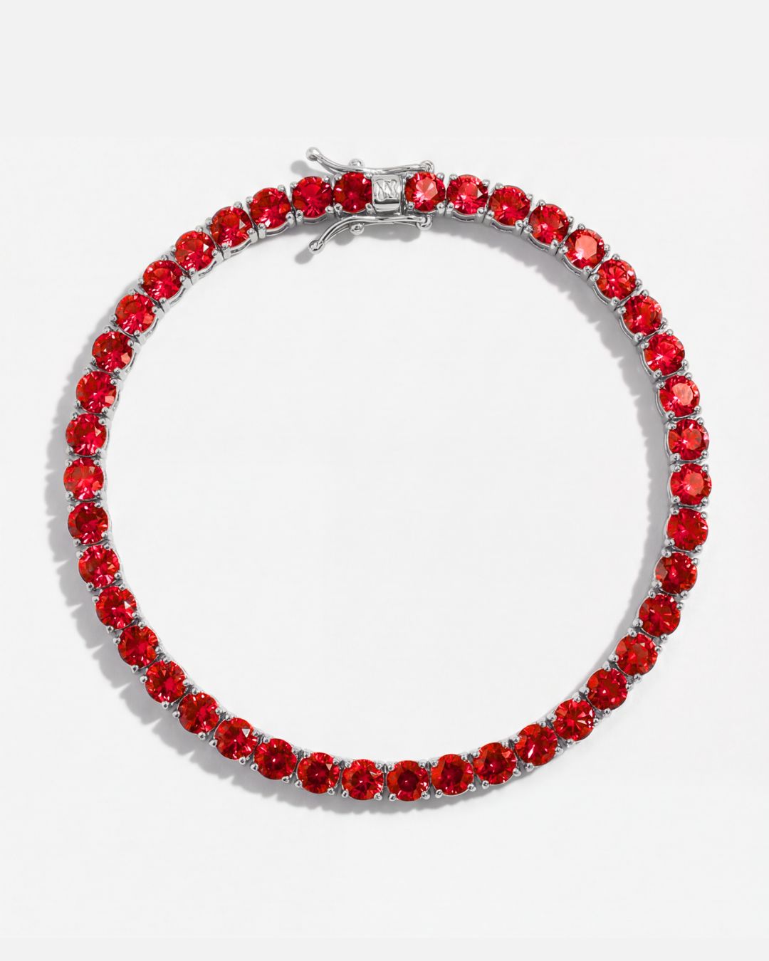 Red Zircon Tennis Bracelet, 4 mm, Silver-Plated — Reserva