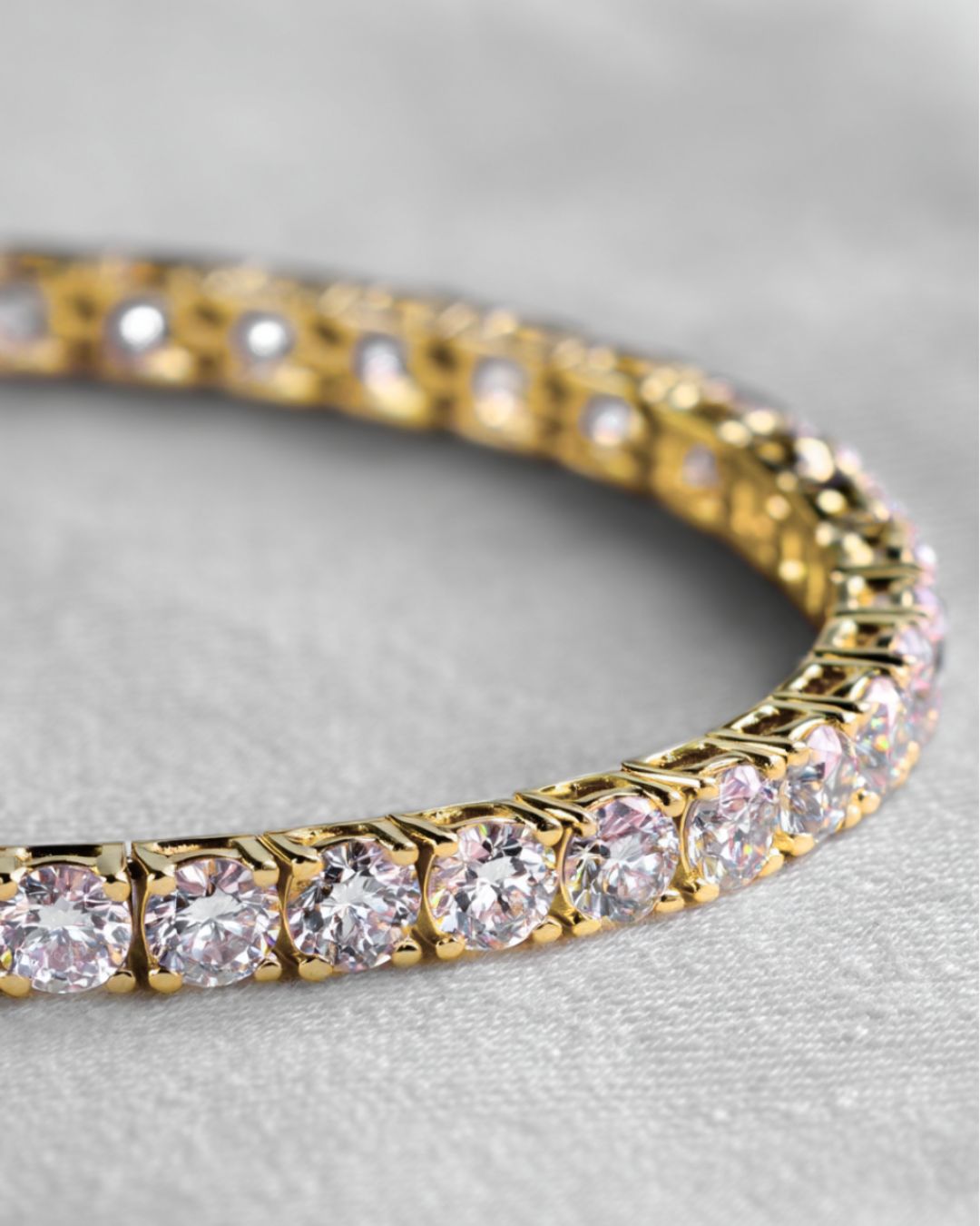 Clear Zirconia Tennis Bracelet, 3 mm, Gold-Tone