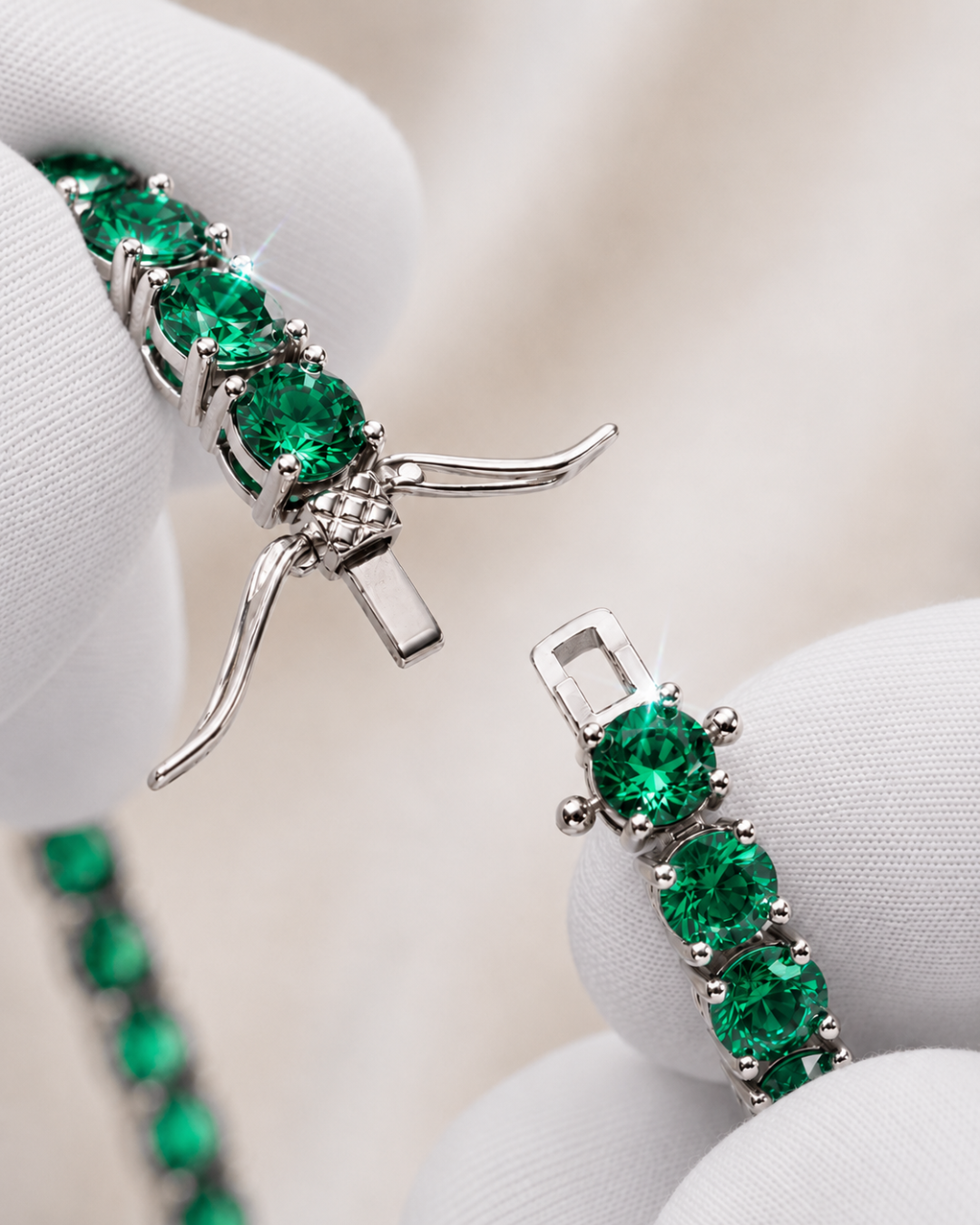 Green Zircon Tennis Bracelet, 4 mm, Silver-Plated