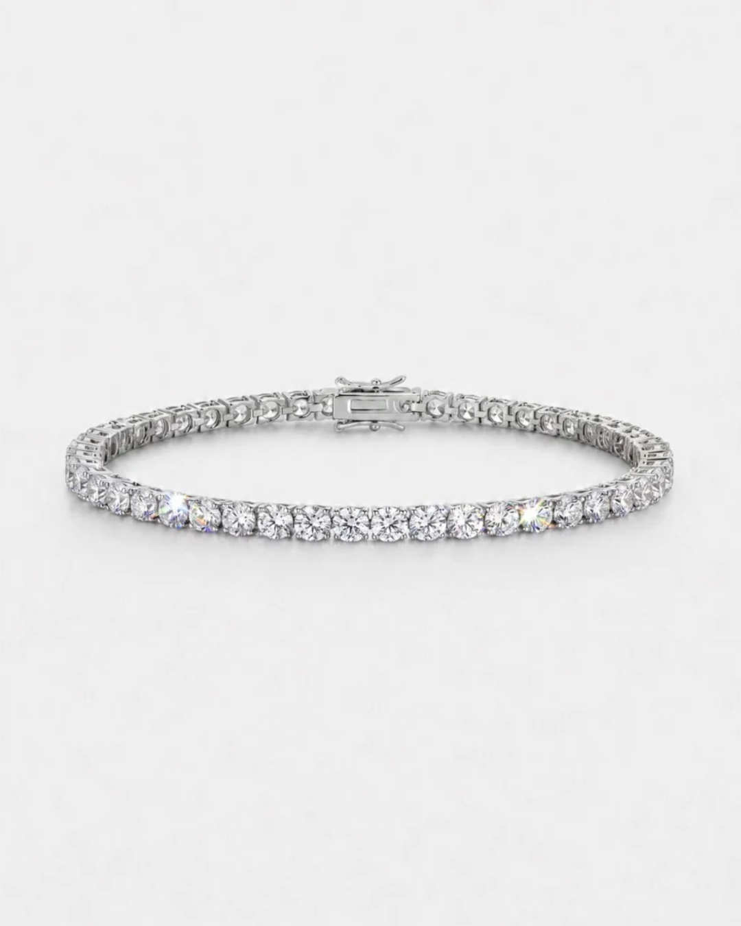 Clear Zircon Tennis Bracelet, 4 mm, Silver-Plated