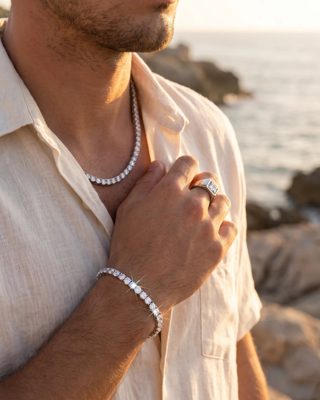 Clear Zircon Tennis Bracelet, 4 mm, Silver-Plated