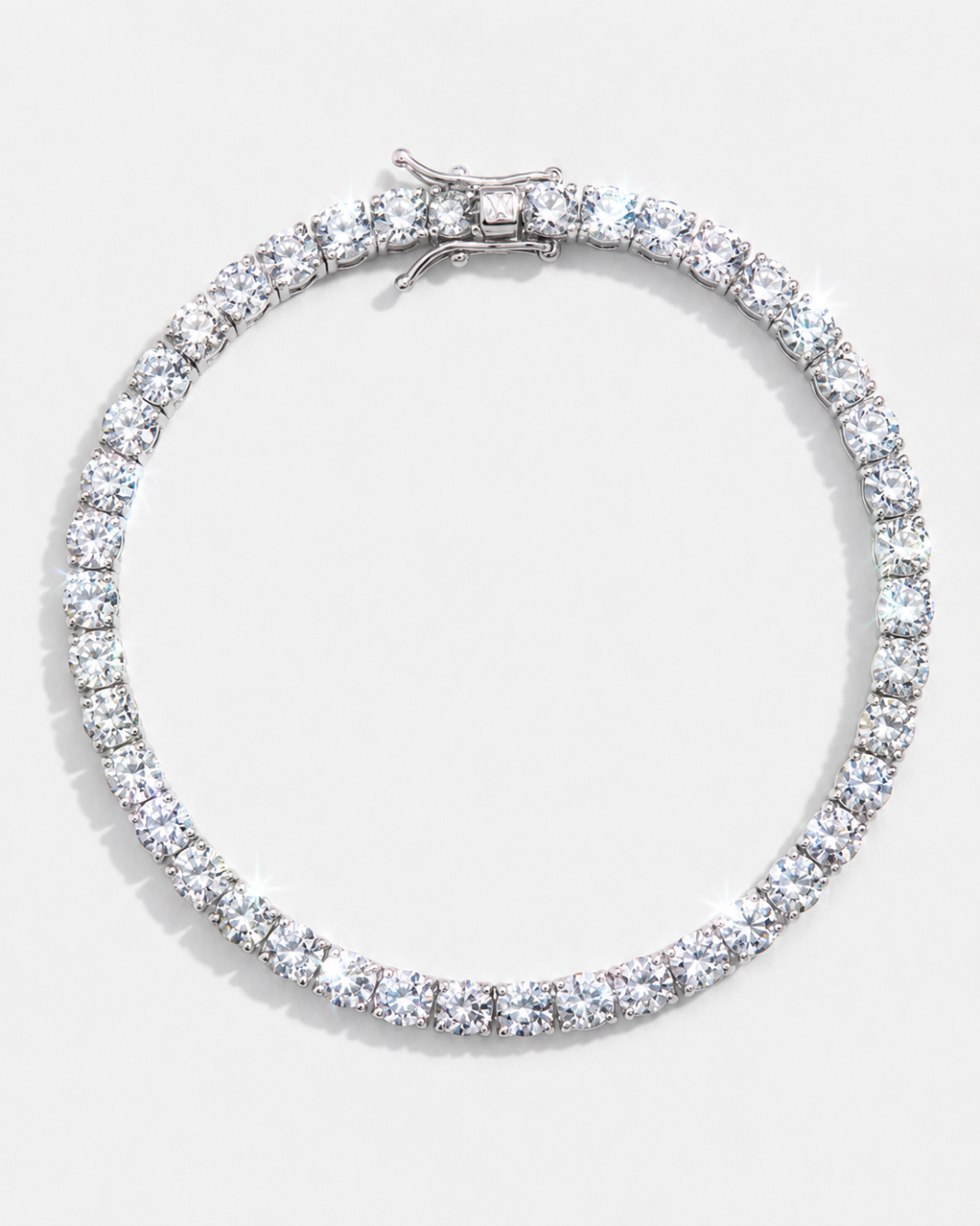 Clear Zircon Tennis Bracelet, 4 mm, Silver-Plated