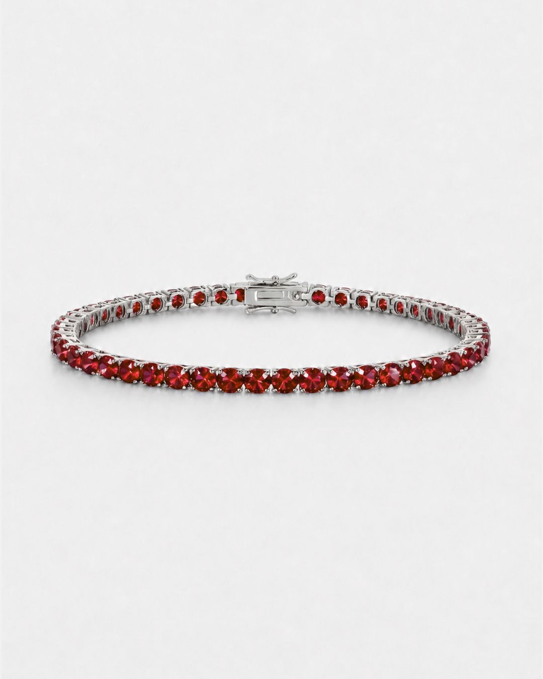 Red Zircon Tennis Bracelet, 4 mm, Silver-Plated — Reserva