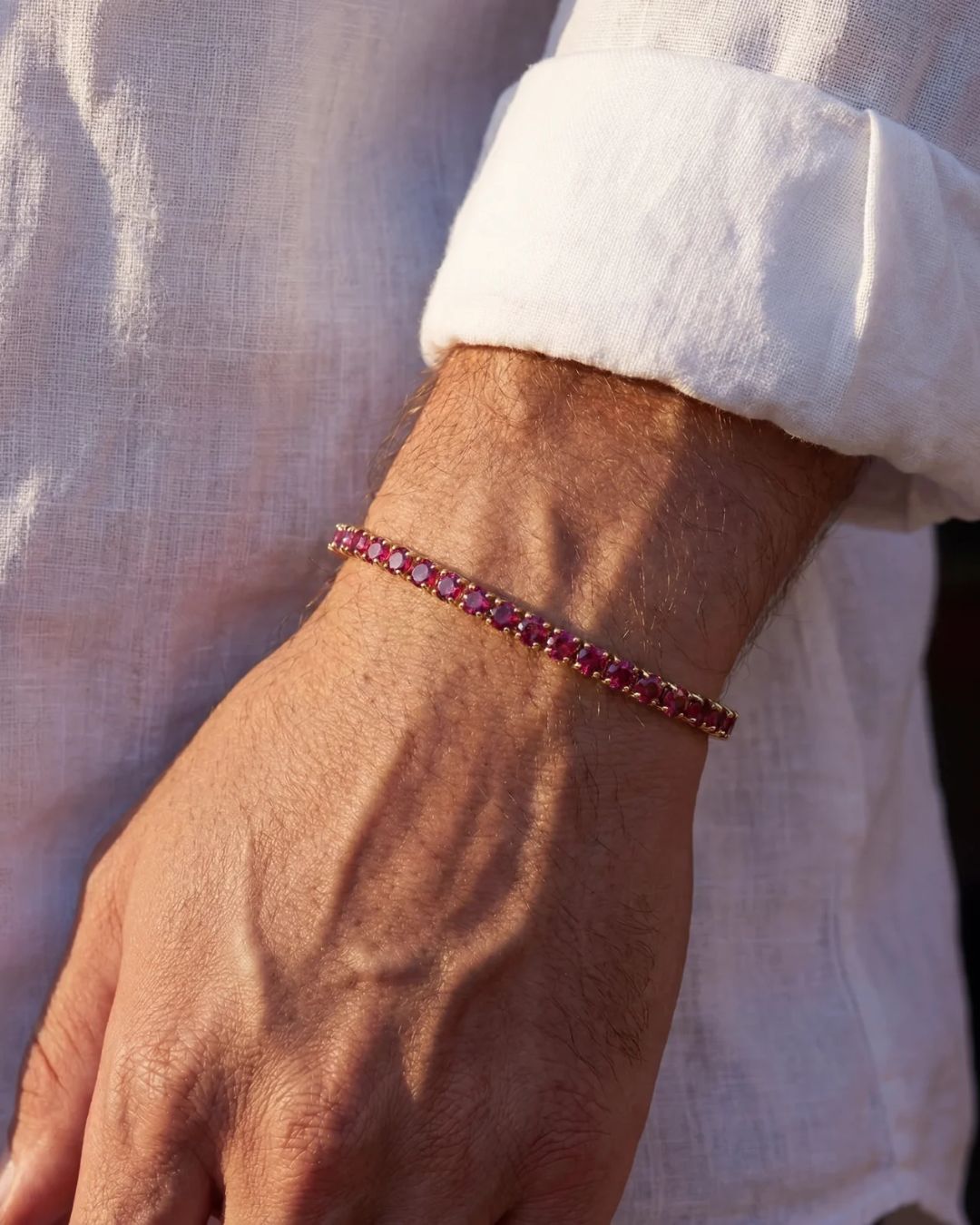 Red Tennis Bracelet, 4 mm, 14K Gold-Plated — Reserva