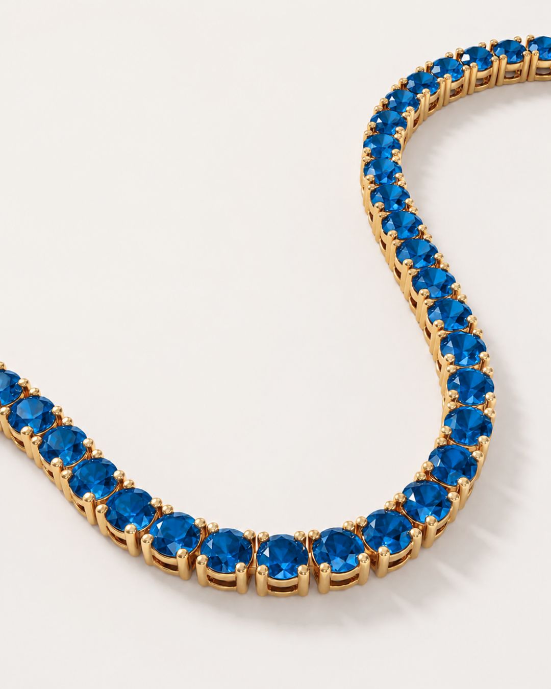 Blue Tennis Necklace, 4 mm, 14K Gold-Plated