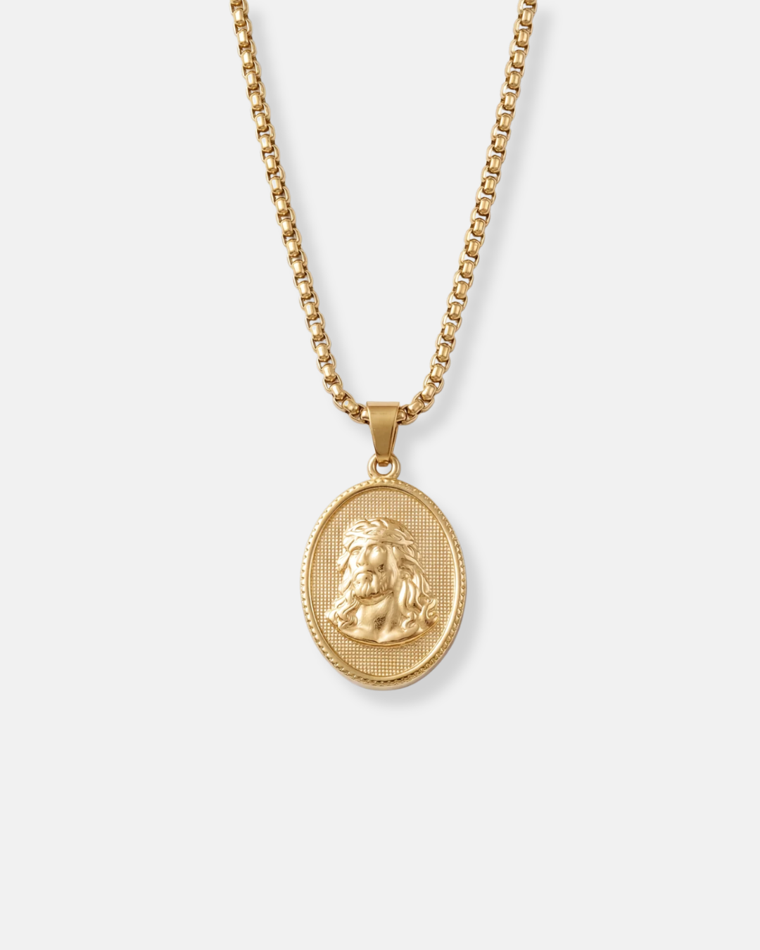 Oval Relief Medallion Necklace, Gold-Plated 316L Steel — The King