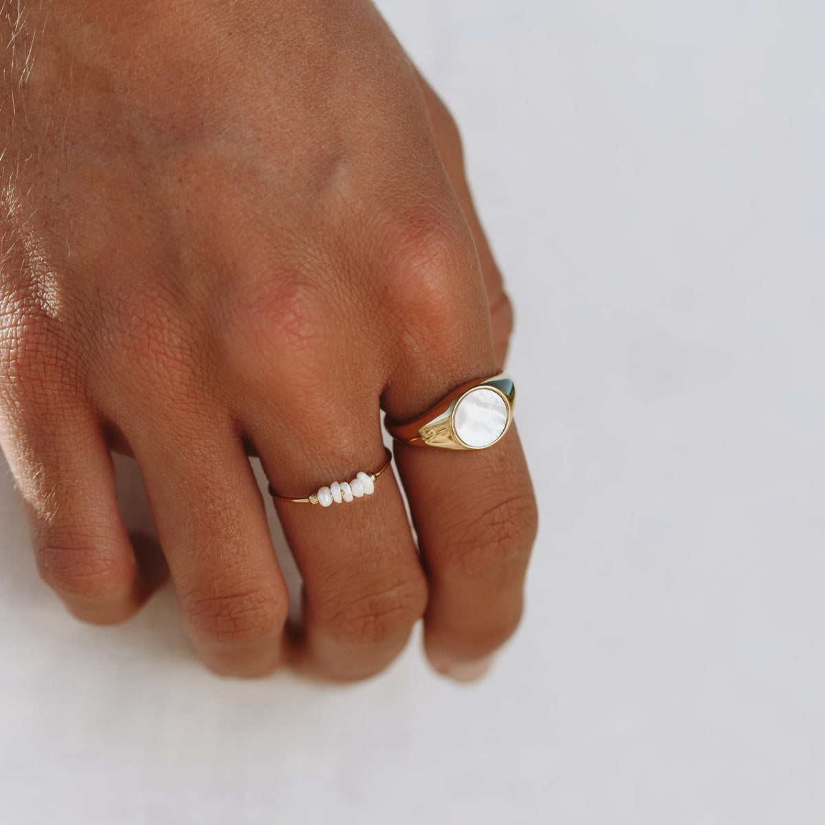 Five Freshwater Pearl Ring, Steel