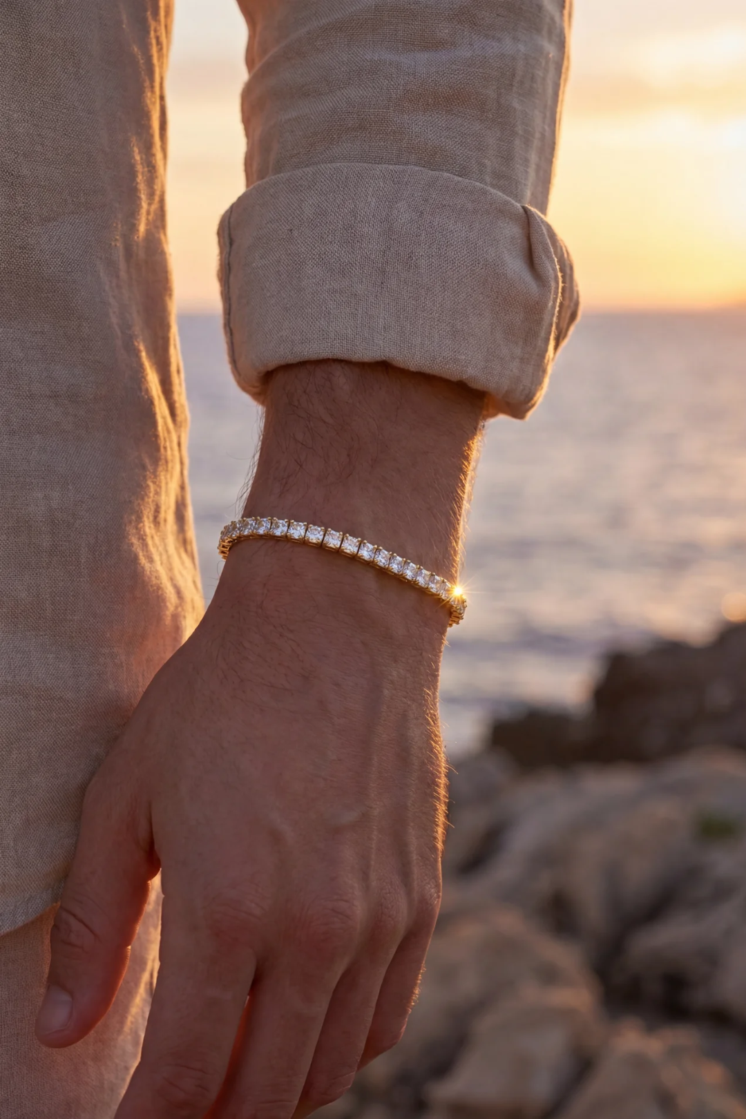 Clear Zircon Tennis Bracelet, 4 mm, 18K Gold-Plated