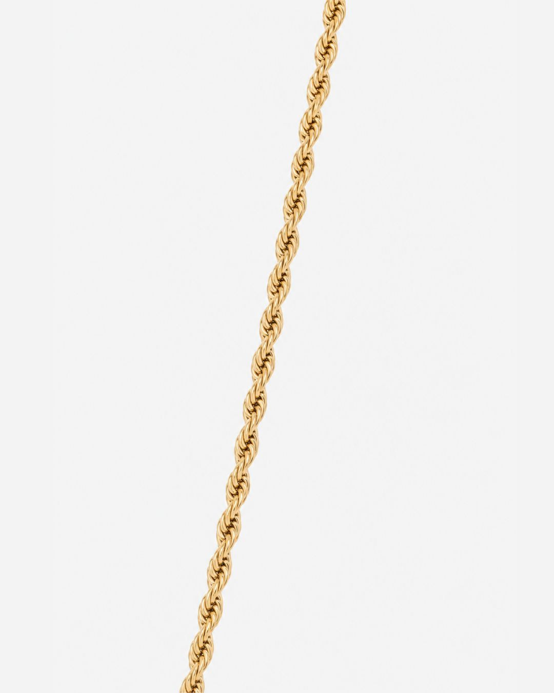 Men’s 3 mm Rope Chain Necklace, 50 cm, 18K Gold-Plated Steel
