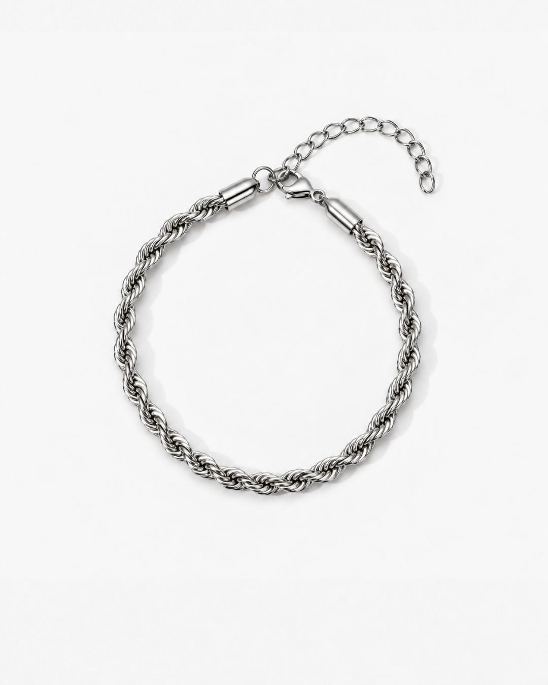 Men’s Stainless Steel Rope Chain Bracelet, 5 mm, Adjustable — Tressé Acier
